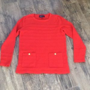 Jones New York Reddish Orange Crew Neck Sweater
